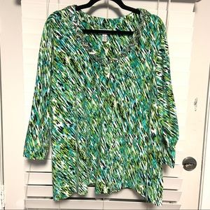Kim Rogers Women's 3/4 Blouse With Decorated Rhine